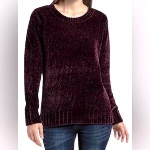 🍂 Orvis Chenille Sweater Womens Small Plum Burgundy Crewneck Soft Cozy Pullover